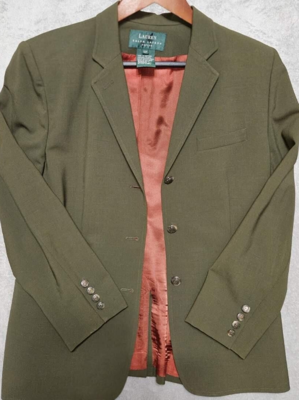 Lauren Ralph Lauren Olive Equestrian Green Women's Blazer Jacket 12P